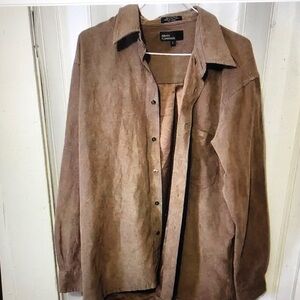 Brown Suede Button-Up Shirt